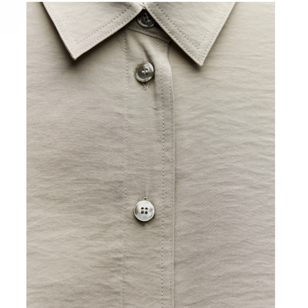 ZARA NEW WOMAN SS24 MINK ZW COLLECTION OVERSIZE SHIRT - Picture 9 of 10